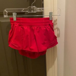 Red Lululemon hotty hot shorts 2.5 inch inseam